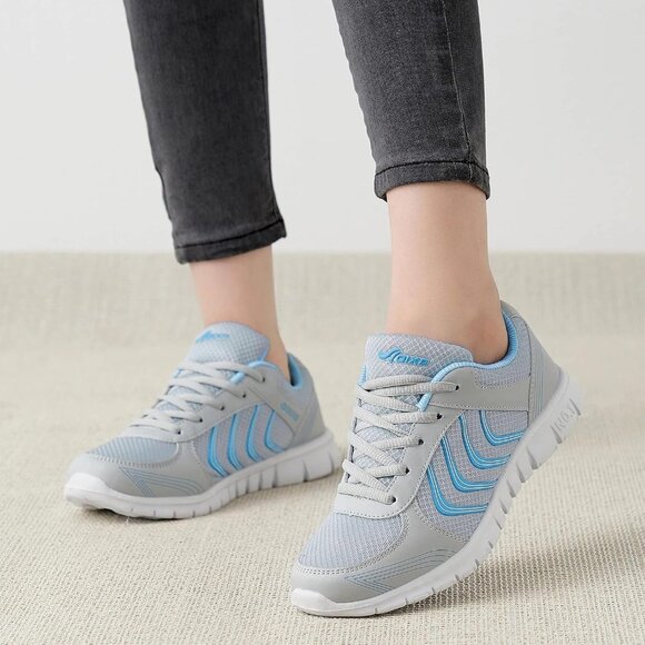 Womens Sneakers Fashion Walking Casual Gray Lightweight Tennis Shoes - Picture 4 of 4